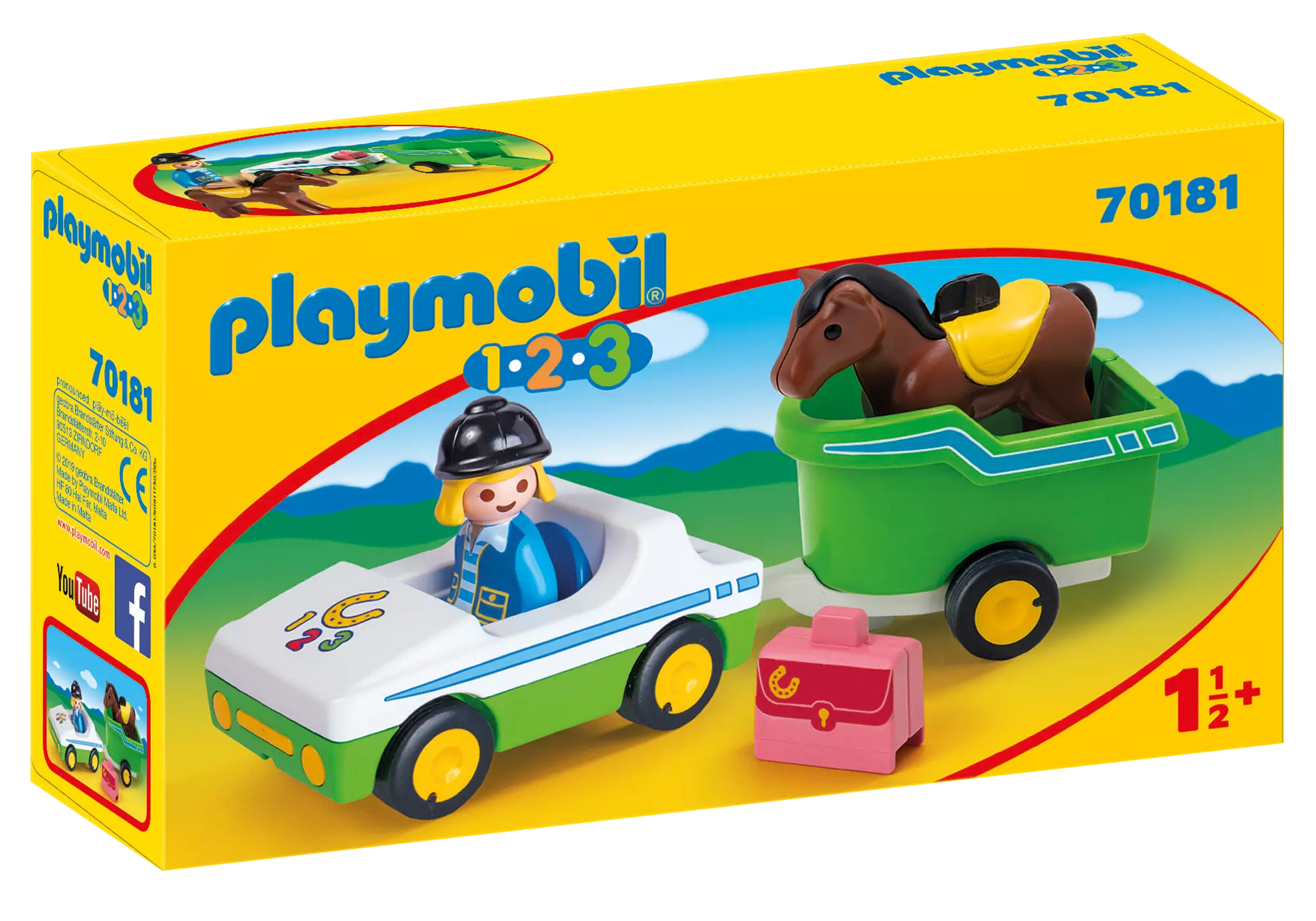 Playmobil 70181 1-2-3 PKW mit Pferdeanhänger - plegobil