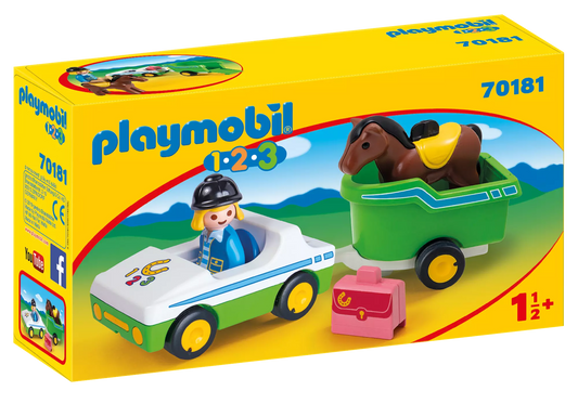 Playmobil 70181 1-2-3 PKW mit Pferdeanhänger - plegobil