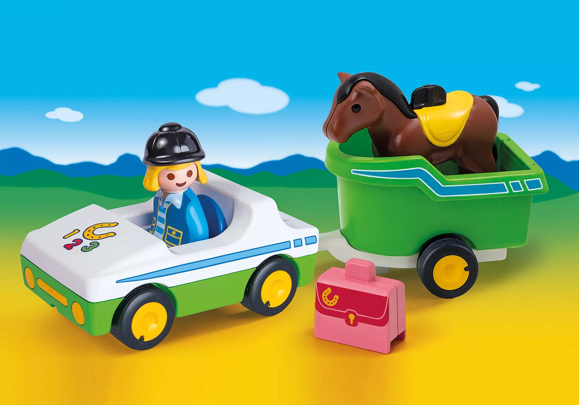 Playmobil 70181 1-2-3 PKW mit Pferdeanhänger - plegobil