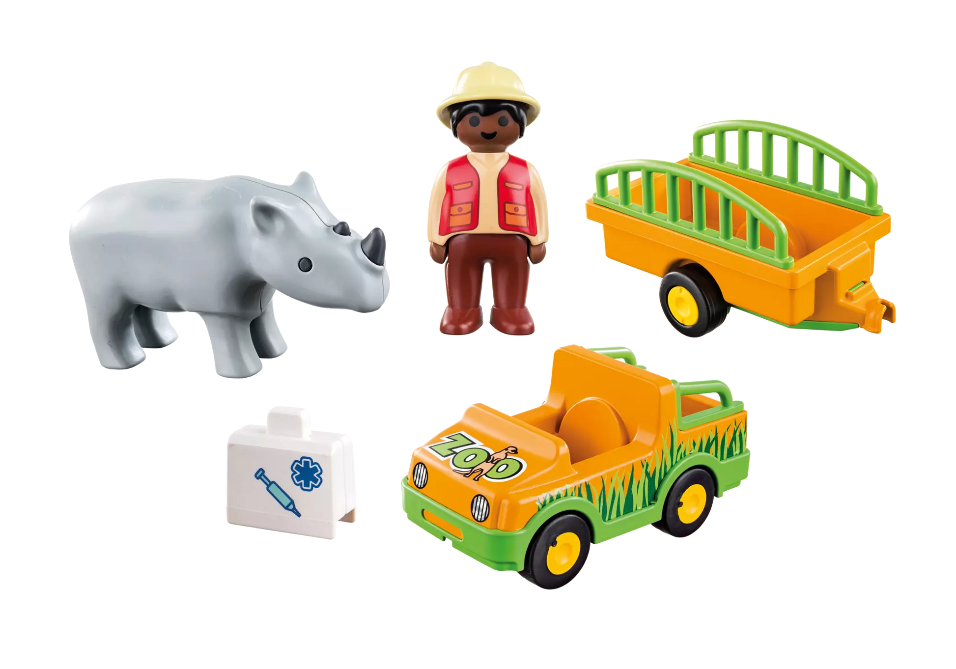 Playmobil 70182 1-2-3 Zoofahrzeug mit Nashorn - plegobil
