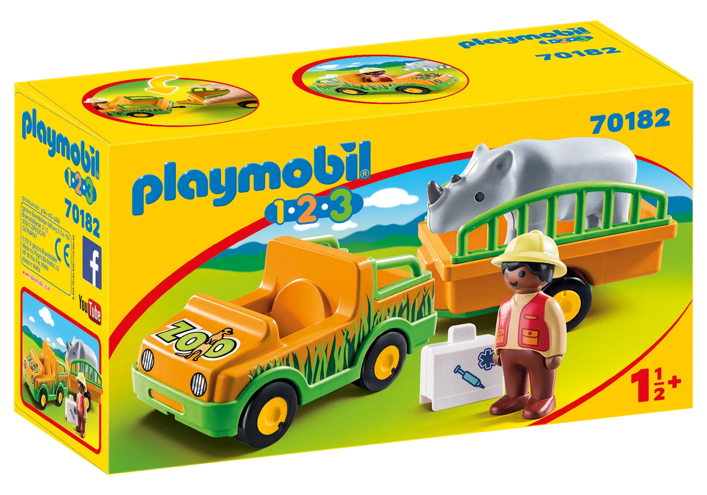 Playmobil 70182 1-2-3 Zoofahrzeug mit Nashorn - plegobil