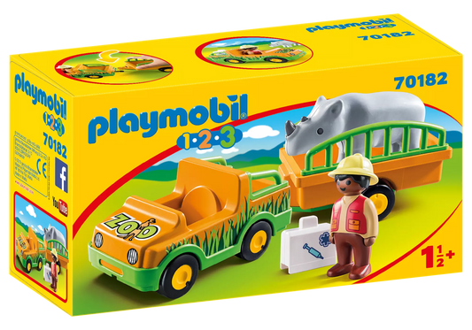 Playmobil 70182 1-2-3 Zoofahrzeug mit Nashorn - plegobil