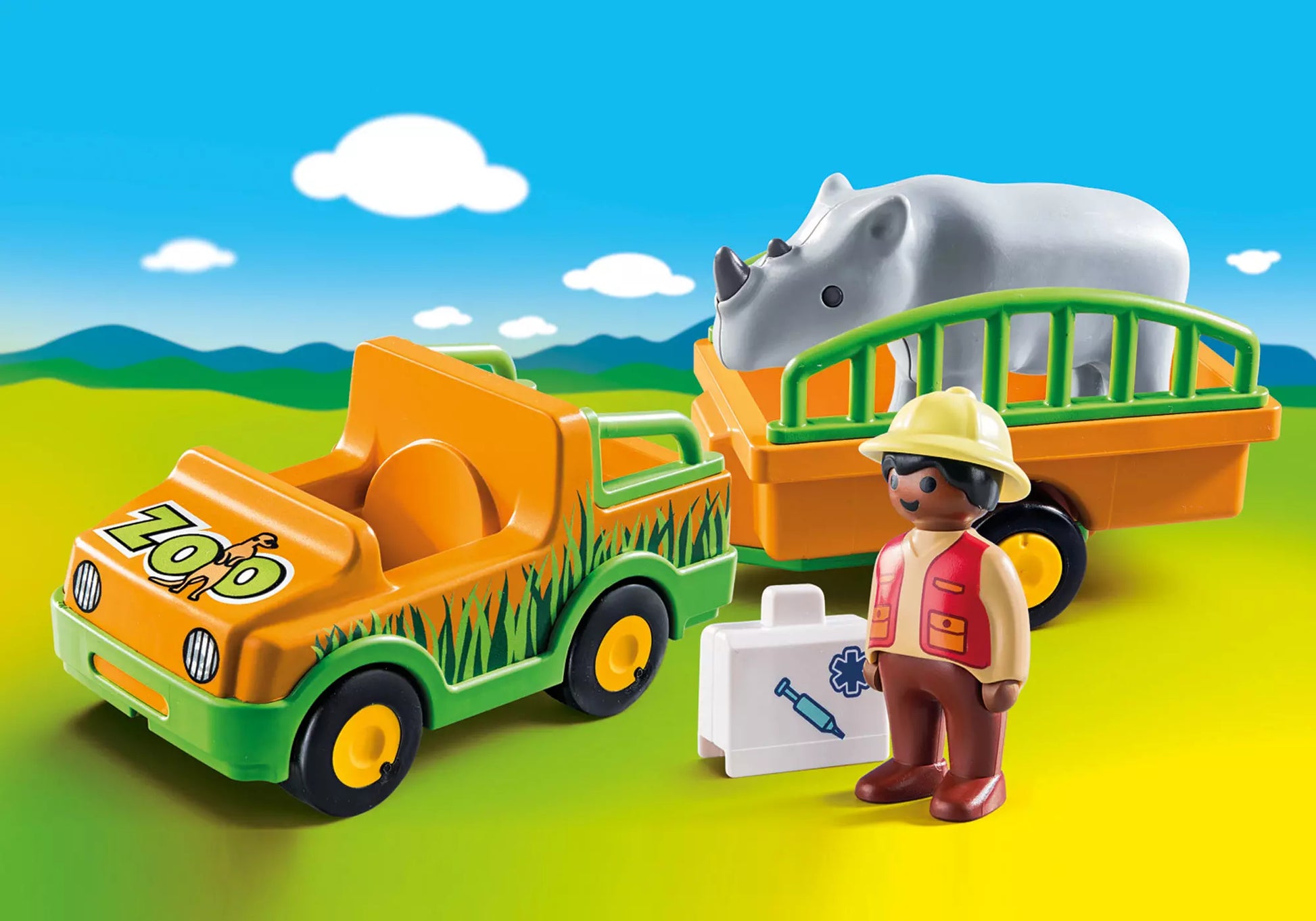 Playmobil 70182 1-2-3 Zoofahrzeug mit Nashorn - plegobil