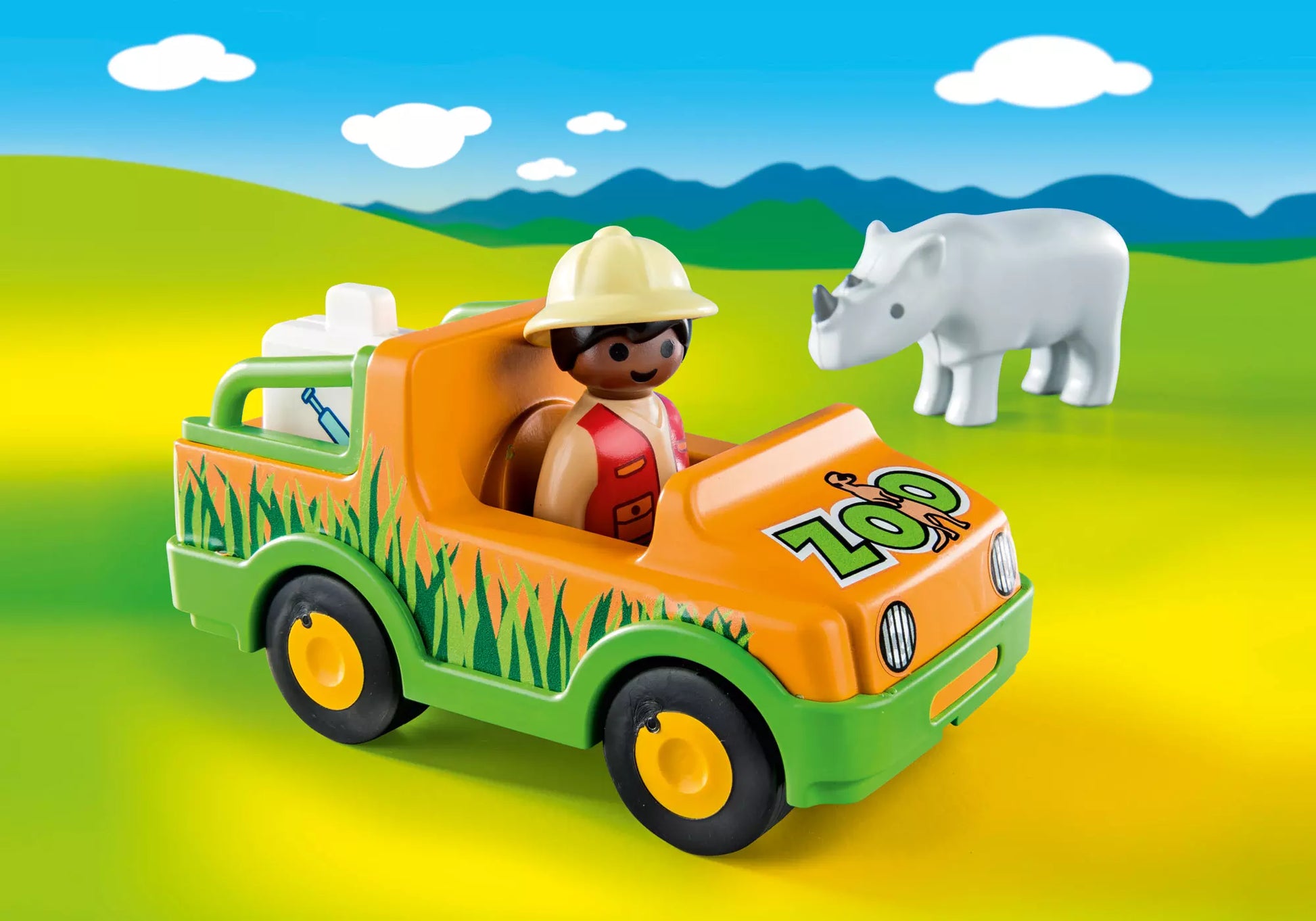 Playmobil 70182 1-2-3 Zoofahrzeug mit Nashorn - plegobil