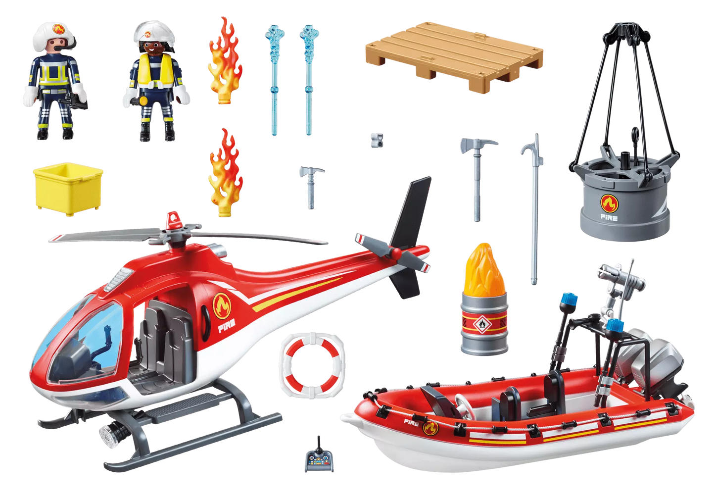 Playmobil 70335 City Action Promo Pack Feuerwehreinsatz Heli und Boot - plegobil