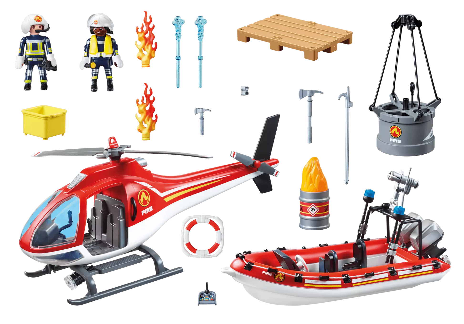 Playmobil 70335 City Action Promo Pack Feuerwehreinsatz Heli und Boot - plegobil