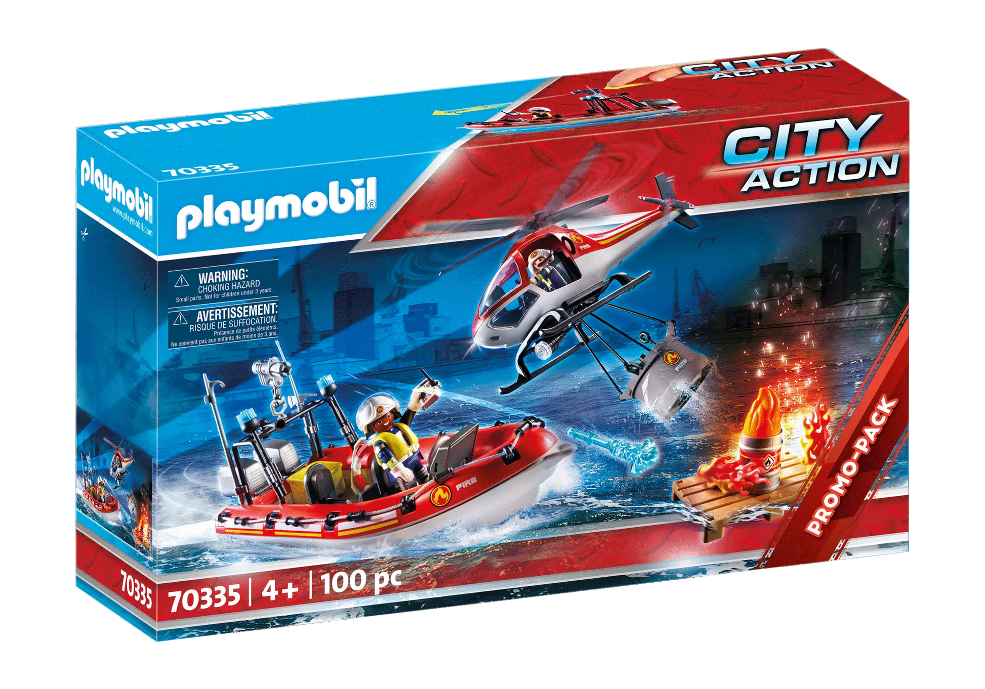 Playmobil 70335 City Action Promo Pack Feuerwehreinsatz Heli und Boot - plegobil