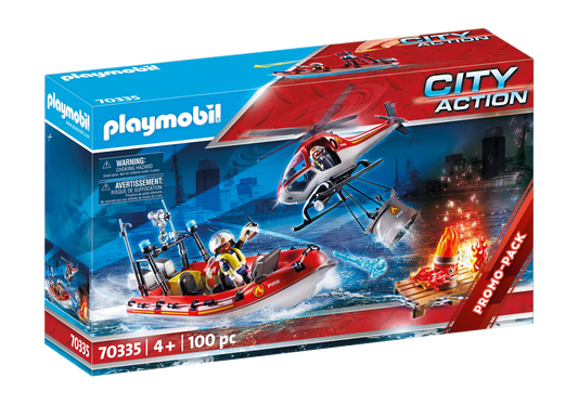 Playmobil 70335 City Action Promo Pack Feuerwehreinsatz Heli und Boot - plegobil