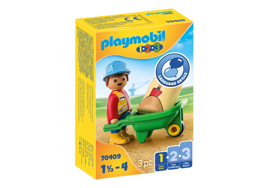 Playmobil 70409 1-2-3 Bauarbeiter mit Schubkarre - plegobil