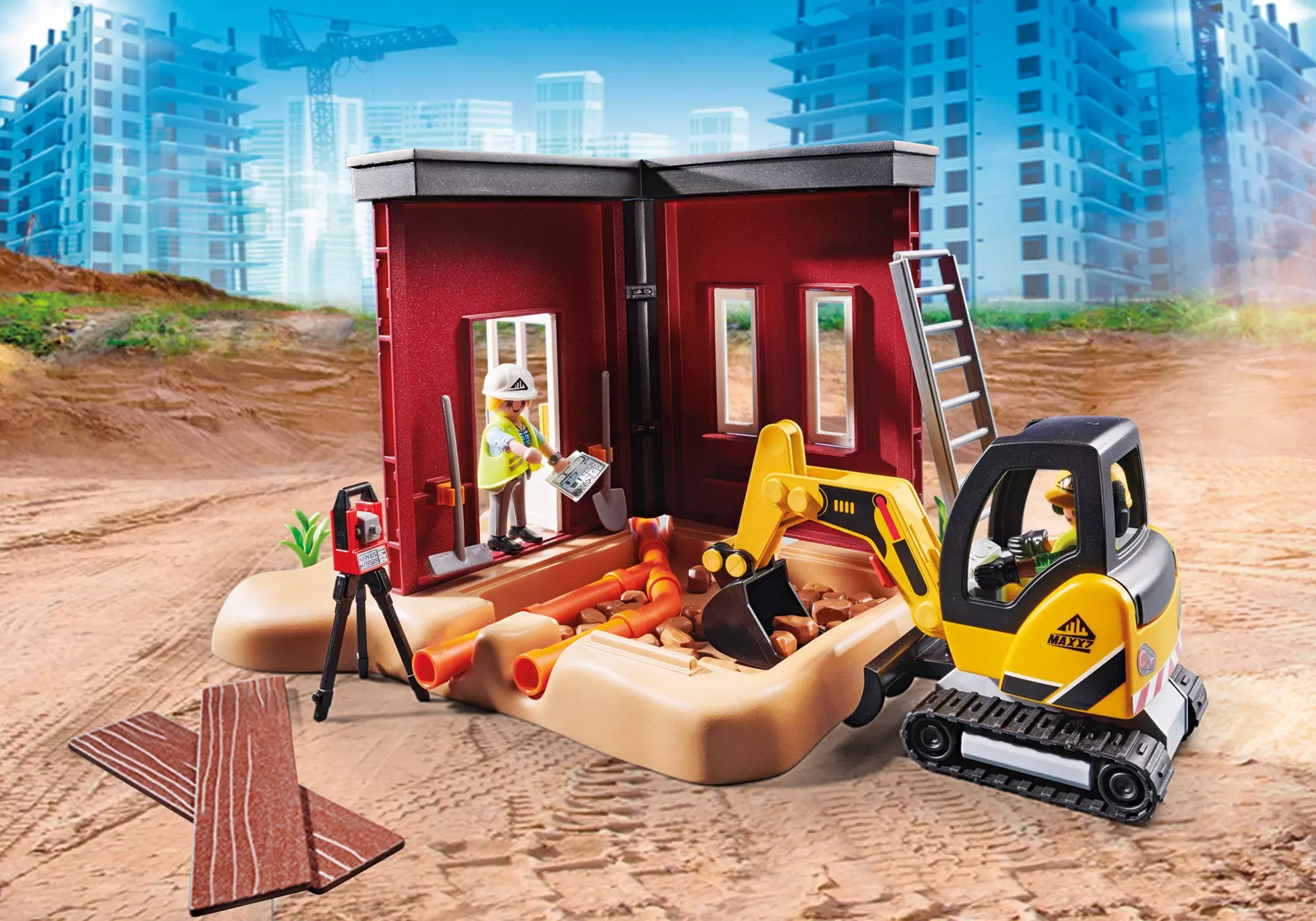 Playmobil 70443 City Action Minibagger mit Bauteil - plegobil