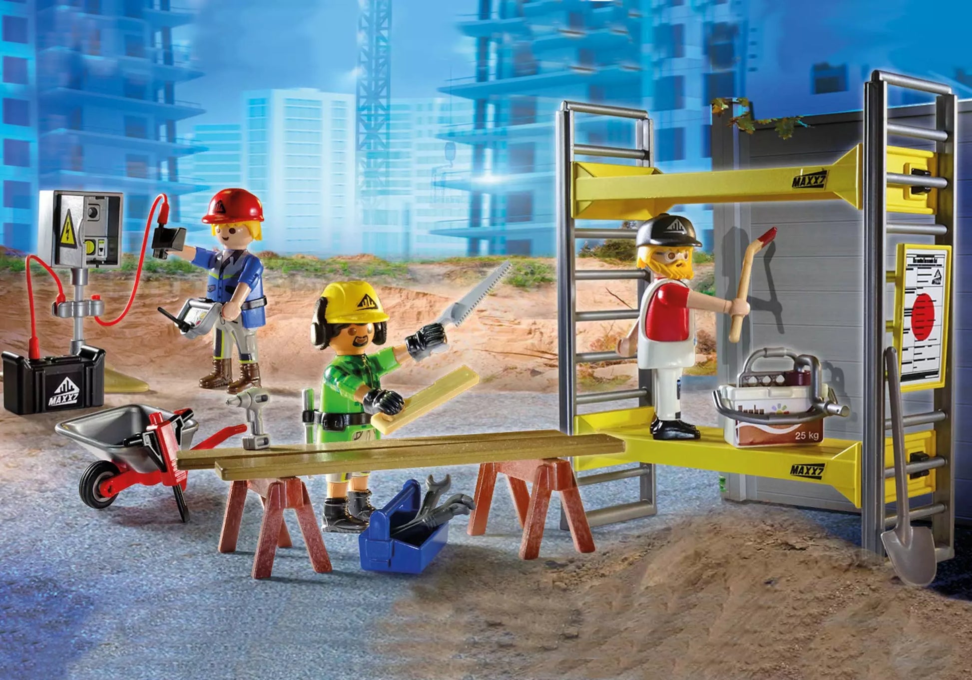 Playmobil 70446 City Action Baugerüst mit Handwerkern - plegobil