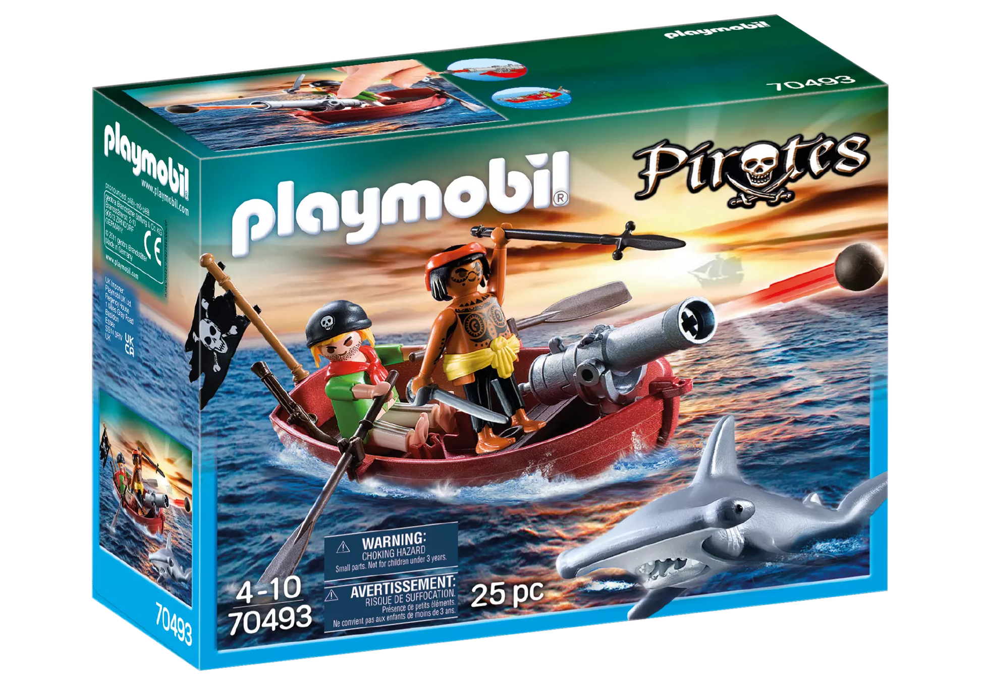 Playmobil 70493 Pirates Piraten-Ruderboot mit Hammerhai - plegobil