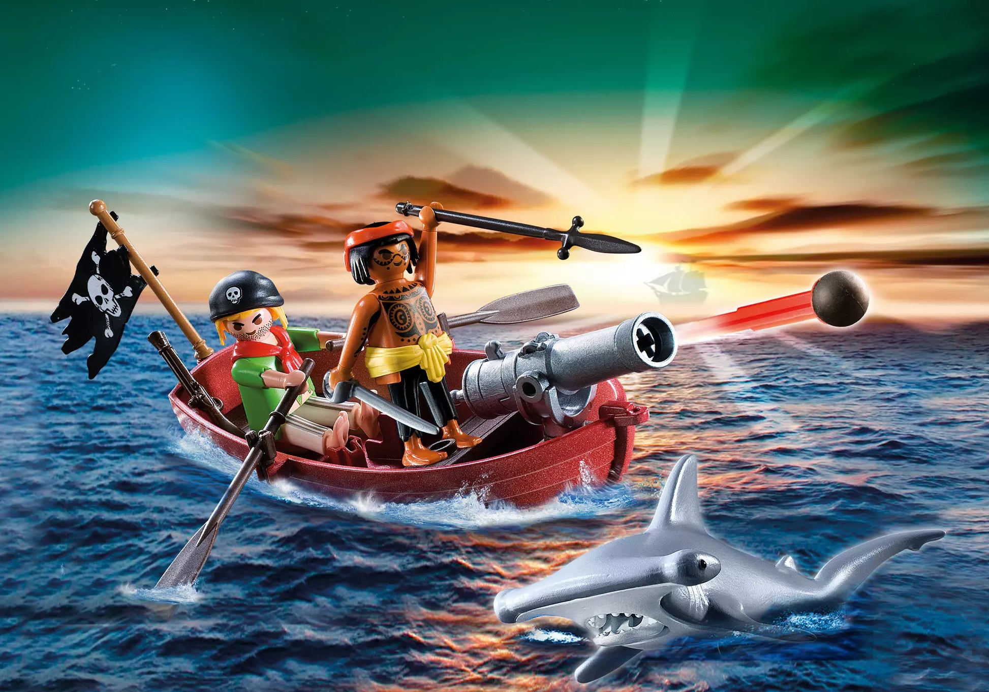 Playmobil 70493 Pirates Piraten-Ruderboot mit Hammerhai - plegobil