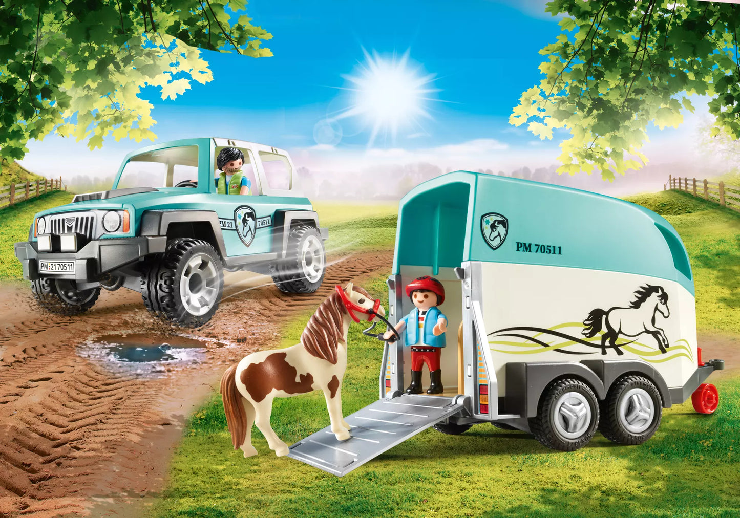 Playmobil 70511 Country PKW mit Ponyanhänger - plegobil