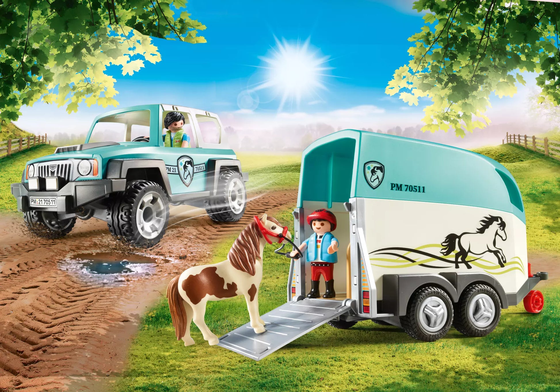 Playmobil 70511 Country PKW mit Ponyanhänger - plegobil