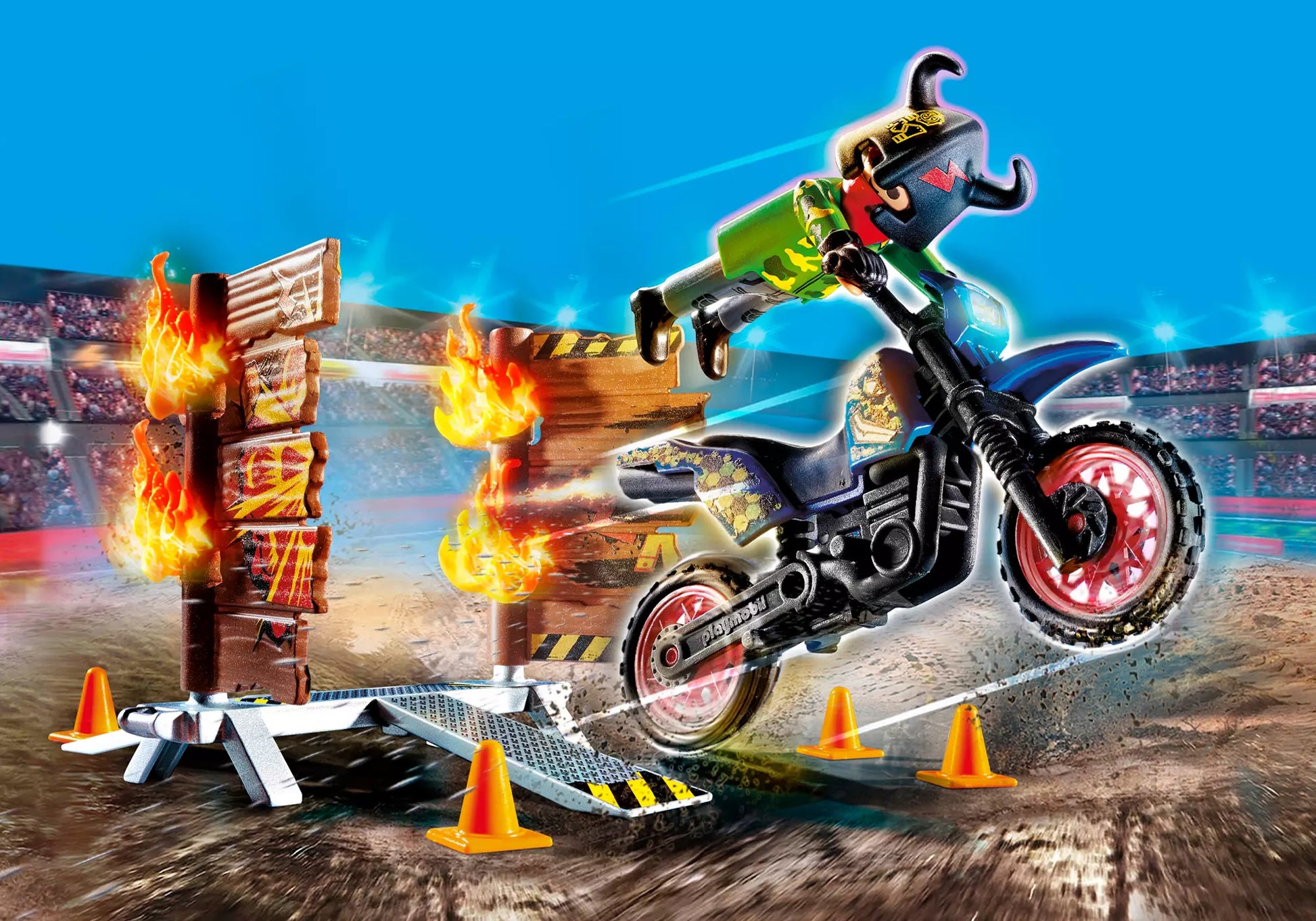 Playmobil 70553 Stunt Show Motorrad mit Feuerwand - plegobil
