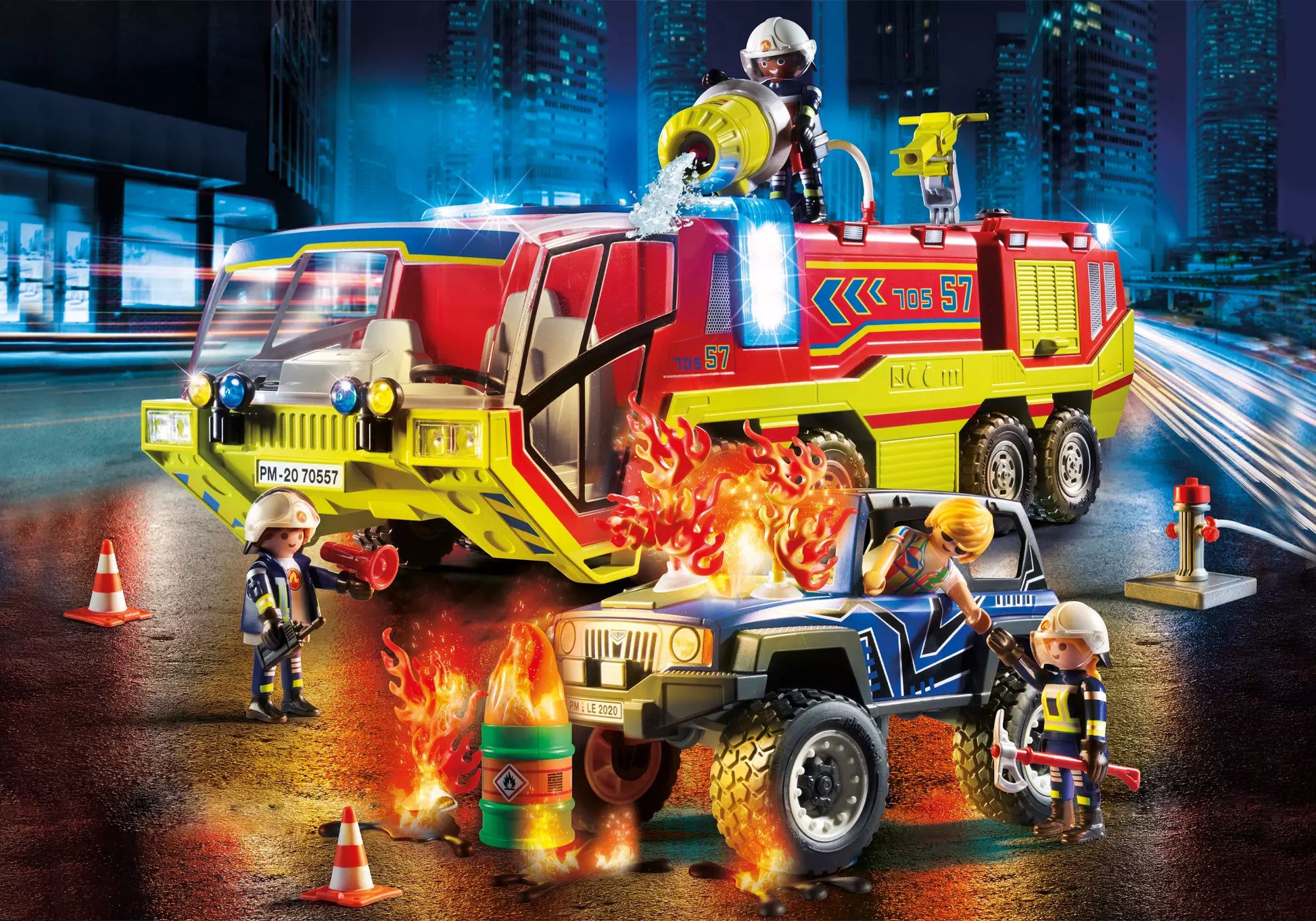 Playmobil 70557 City Action Promo Pack Feuerwehreinsatz mit Löschfahrzeug - plegobil