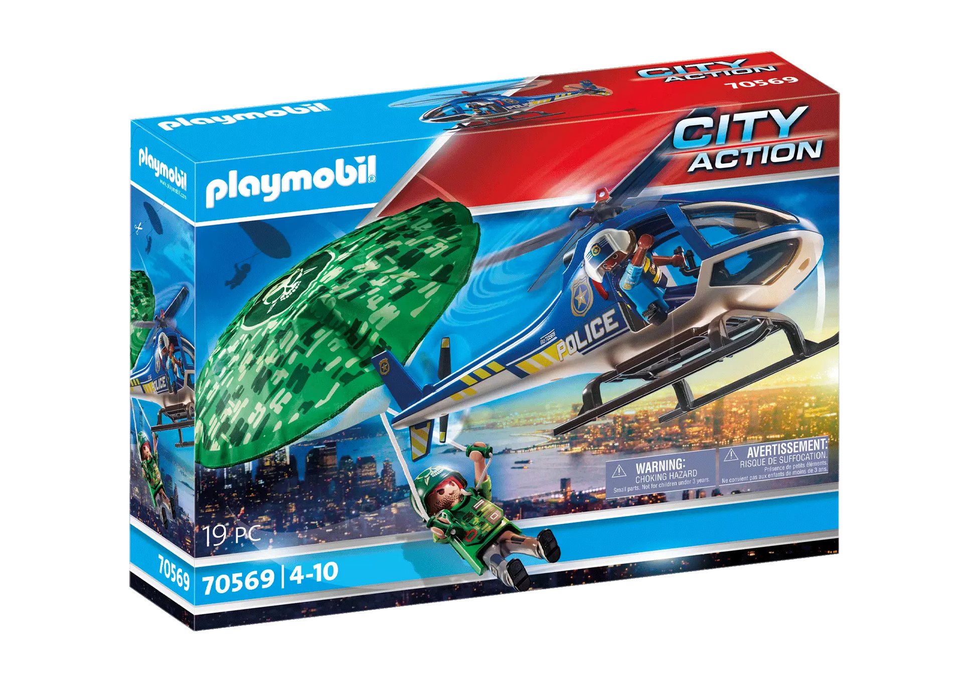 Playmobil 70569 City Action Polizei-Hubschrauber: Fallschirm-Verfolgung - plegobil