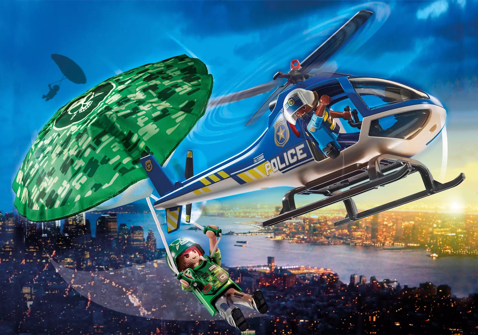Playmobil 70569 City Action Polizei-Hubschrauber: Fallschirm-Verfolgung - plegobil