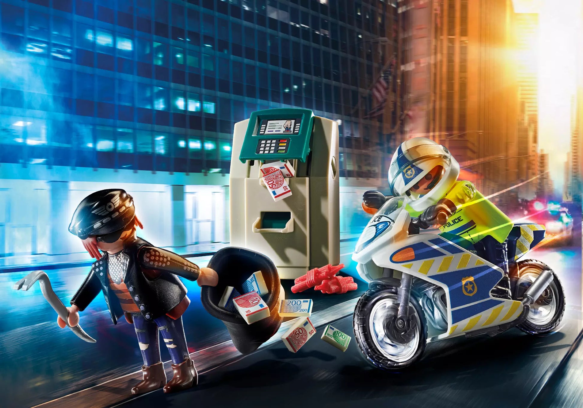 Playmobil 70572 City Action Polizei-Motorrad: Verfolgung des Geldräubers - plegobil