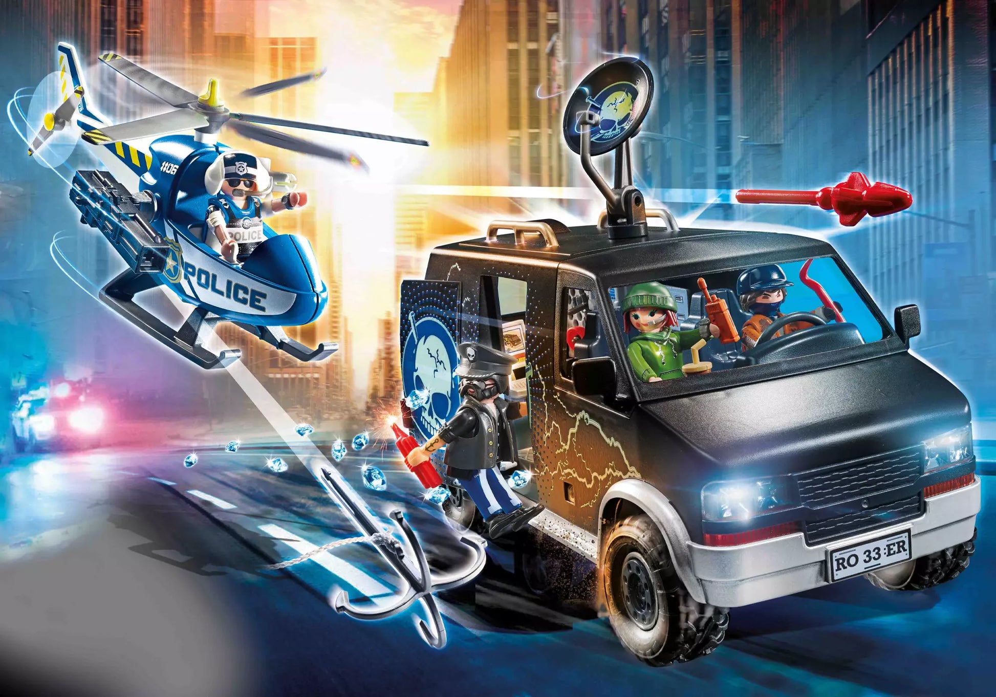 Playmobil 70575 City Action Polizei-Helikopter: Verfolgung des Fluchtfahrzeugs - plegobil