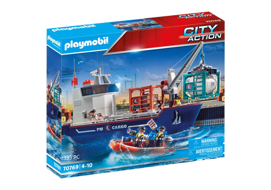 Playmobil 70769 City Action Großes Containerschiff mit Zollboot - plegobil