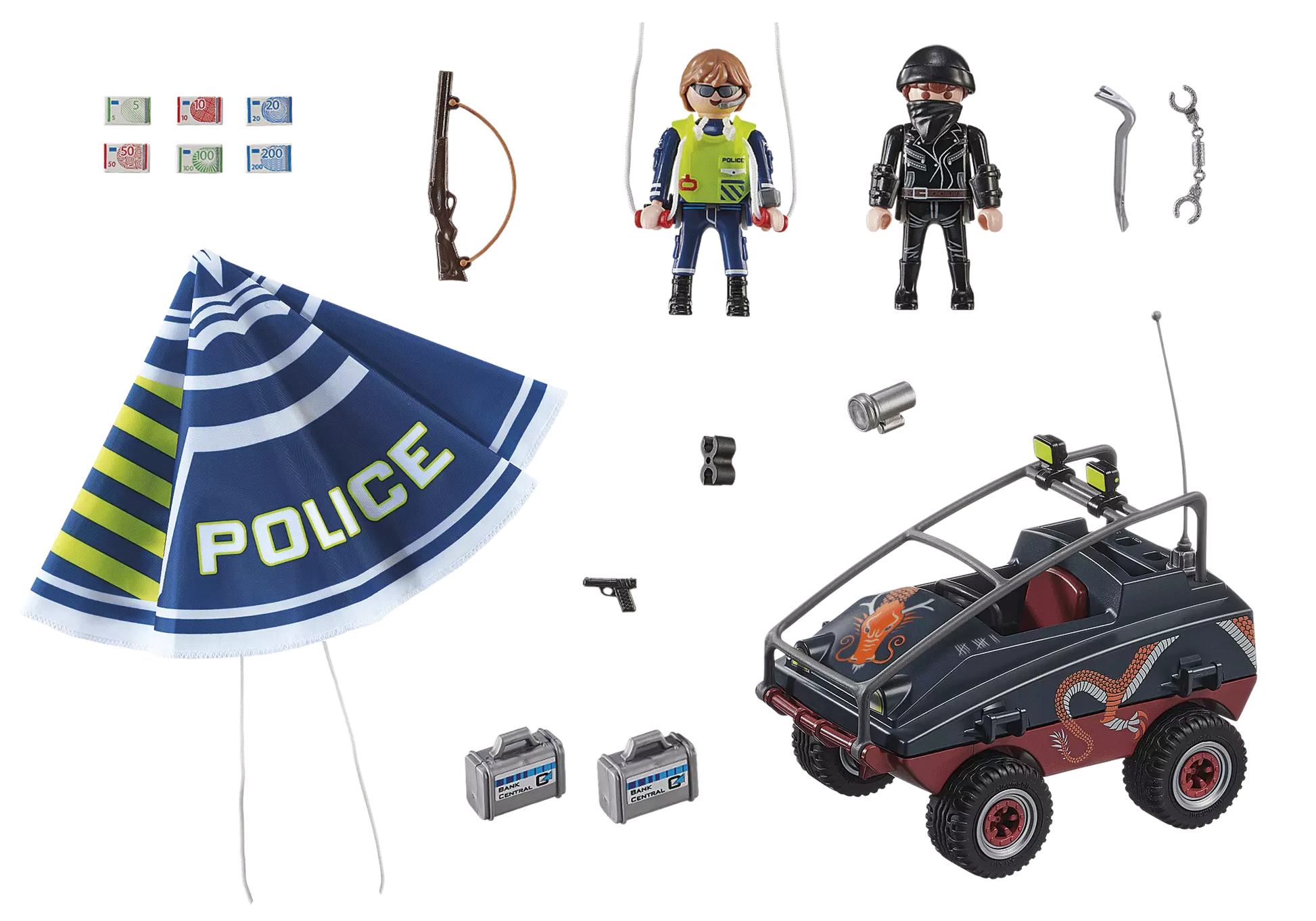 Playmobil 70781 City Action Polizei-Fallschirm: Verfolgung des Amphibien-Fahrzeugs - plegobil