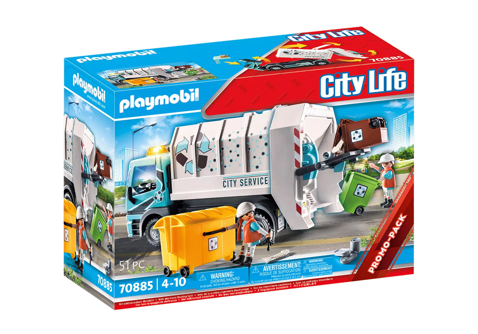 Playmobil 70885 City Life Promo Pack Müllfahrzeug mit Blinklicht - plegobil