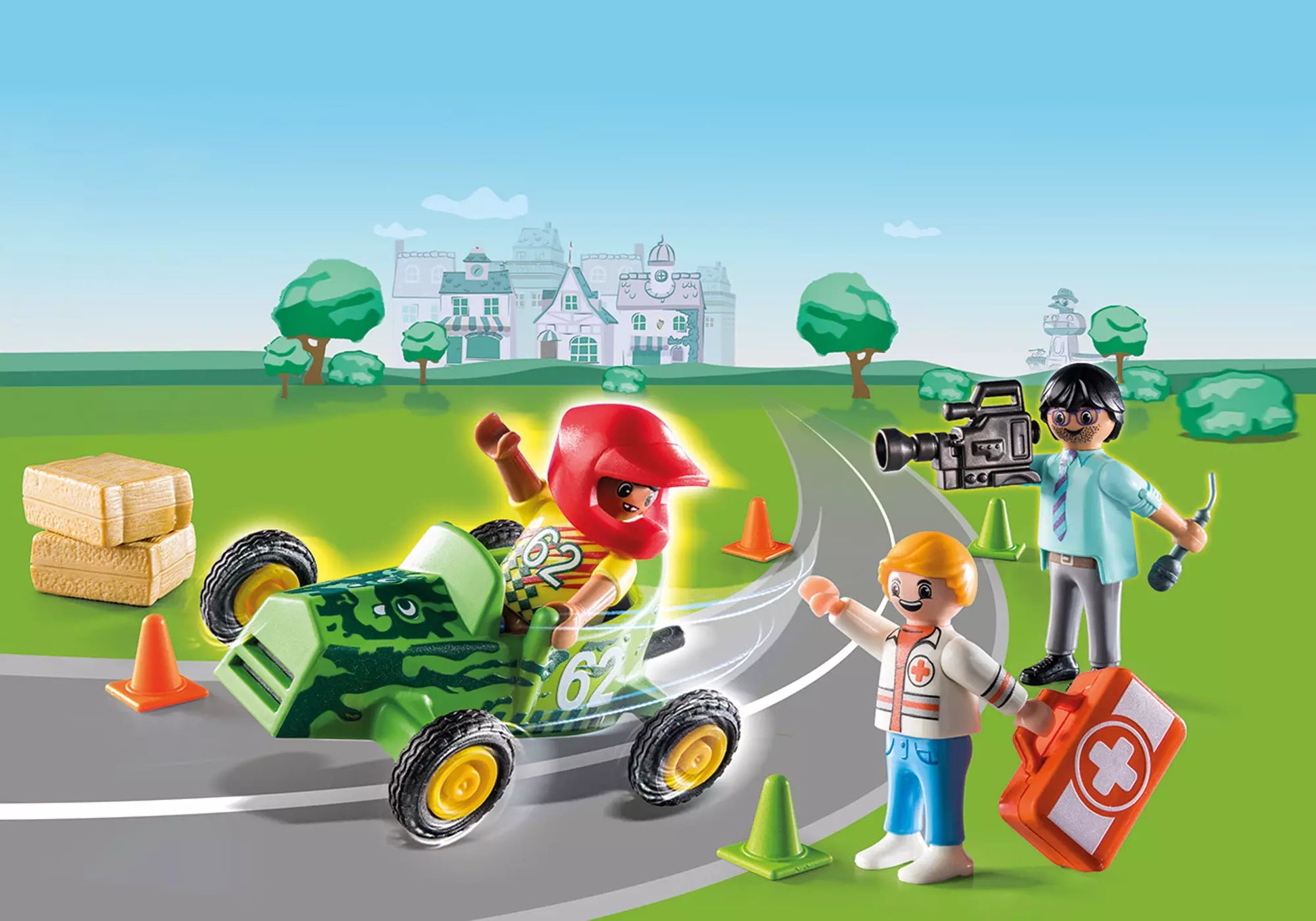 Playmobil 70919 Duck on Call Notarzt Action: Hilf dem Rennfahrer! - plegobil
