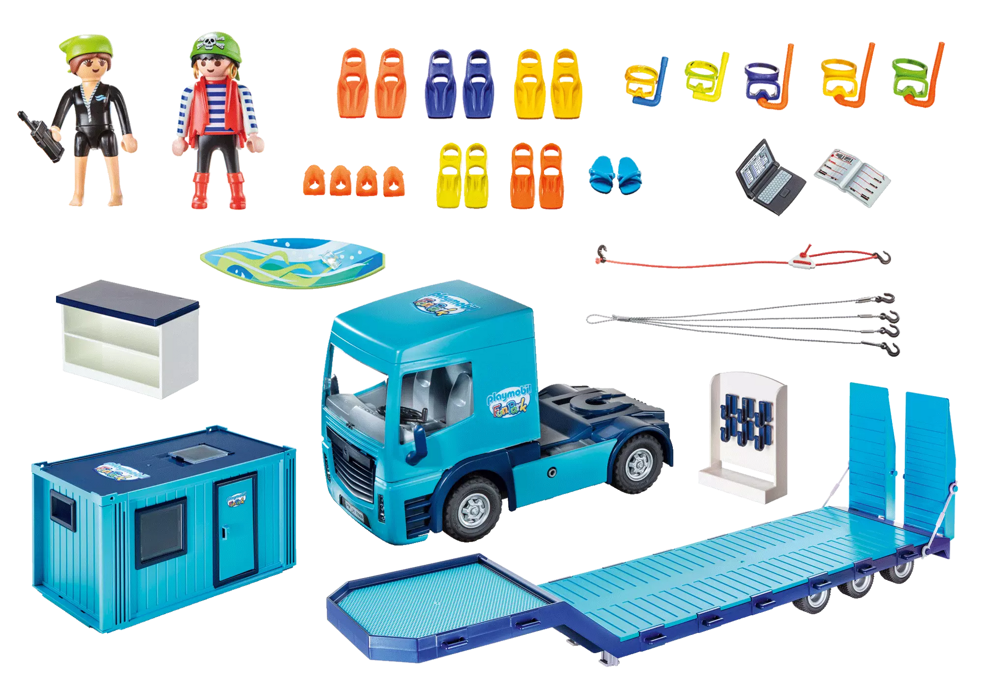 Playmobil 70959 Family Fun PLAYMOBIL-FunPark Tieflader mit Container - plegobil
