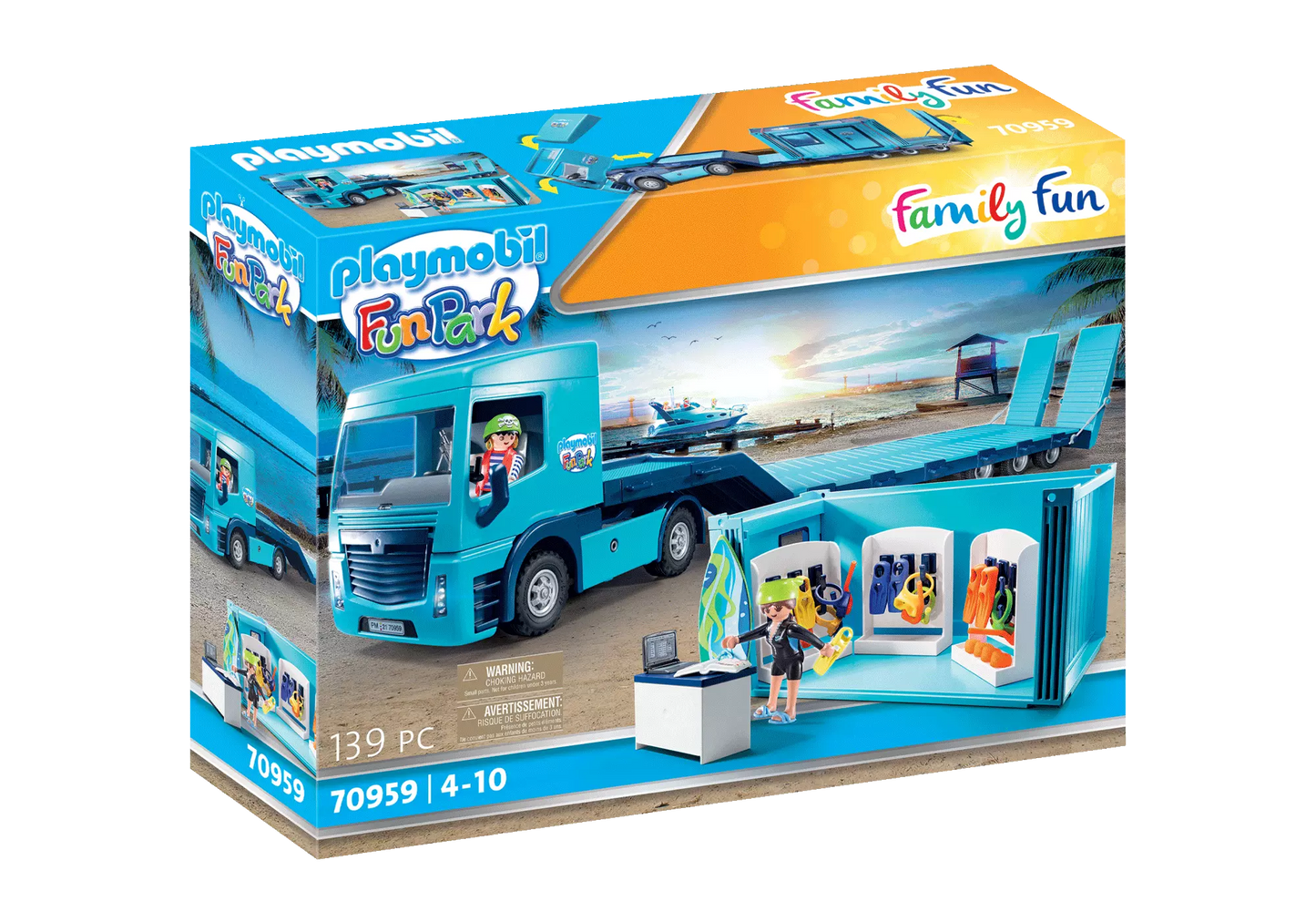 Playmobil 70959 Family Fun PLAYMOBIL-FunPark Tieflader mit Container - plegobil