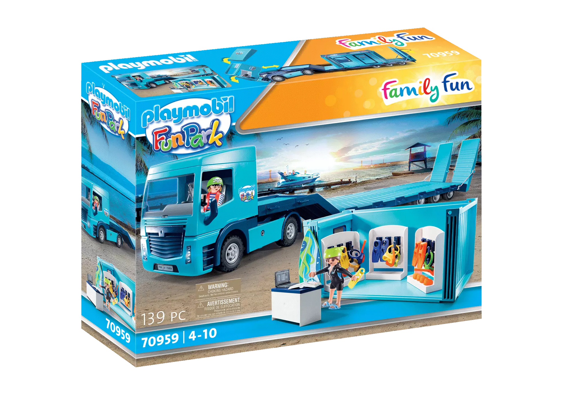 Playmobil 70959 Family Fun PLAYMOBIL-FunPark Tieflader mit Container - plegobil