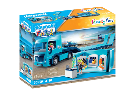 Playmobil 70959 Family Fun PLAYMOBIL-FunPark Tieflader mit Container - plegobil