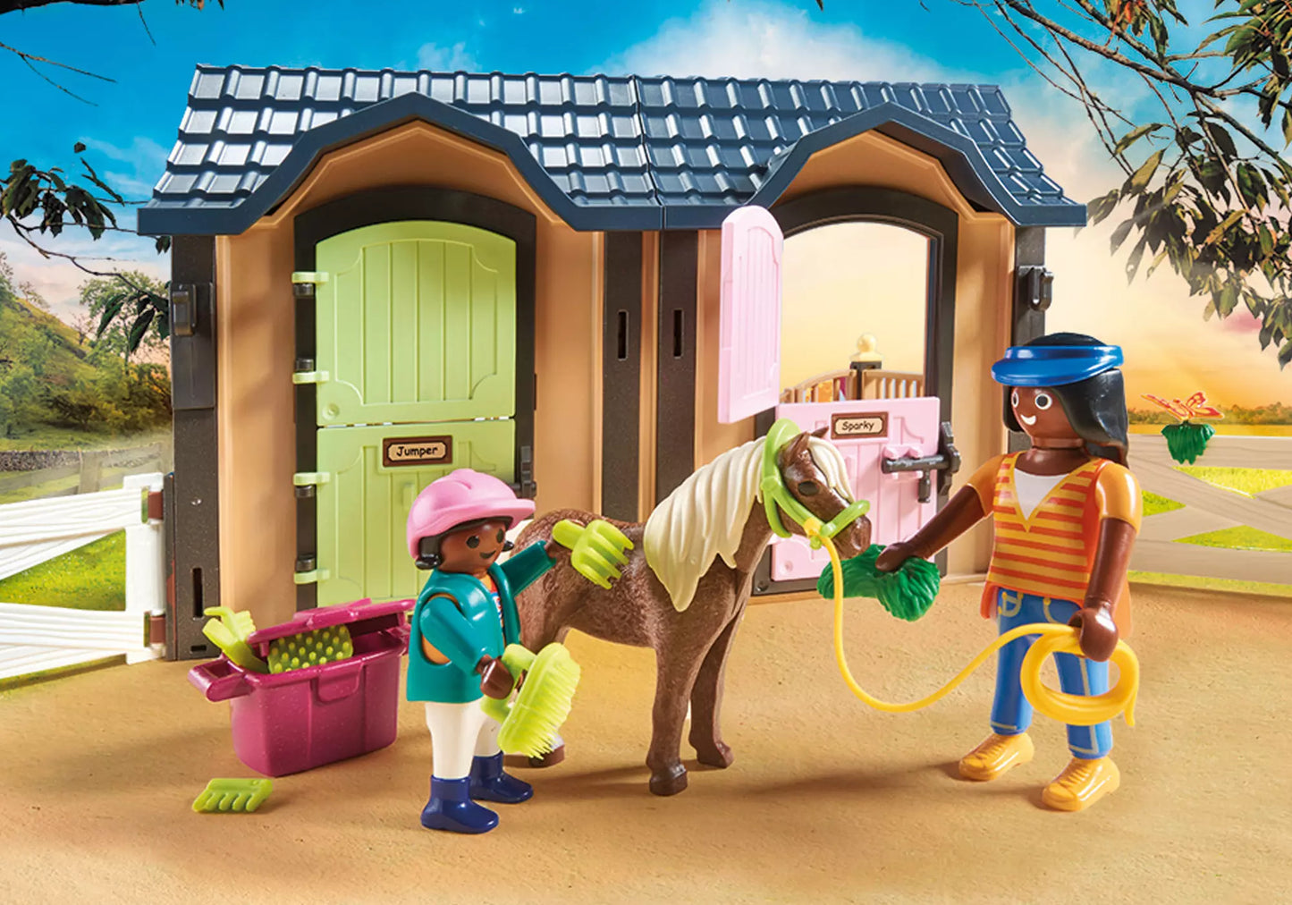 Playmobil 70995 Country Promo Pack Reitunterricht mit Pferdeboxen - plegobil