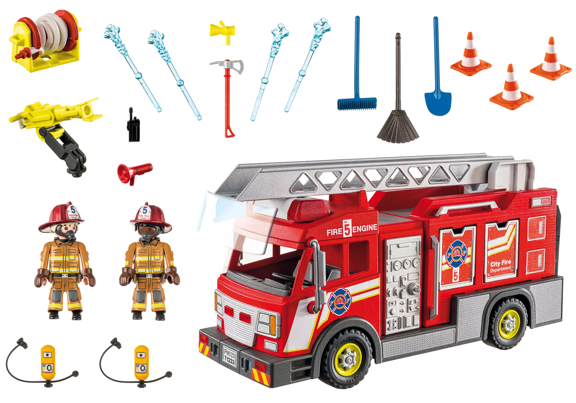 Playmobil 71233 City Action Amerikanischer Feuerwehr Leiterwagen - plegobil