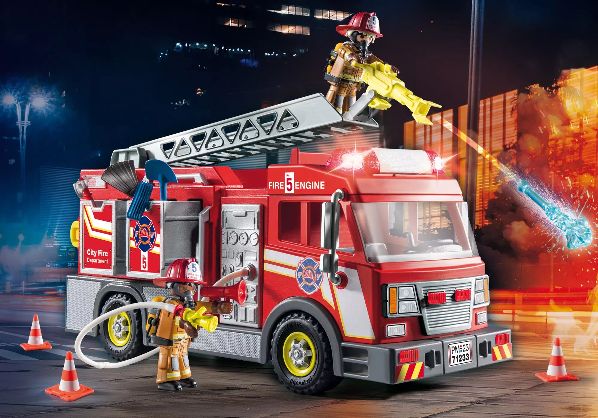 Playmobil 71233 City Action Amerikanischer Feuerwehr Leiterwagen - plegobil