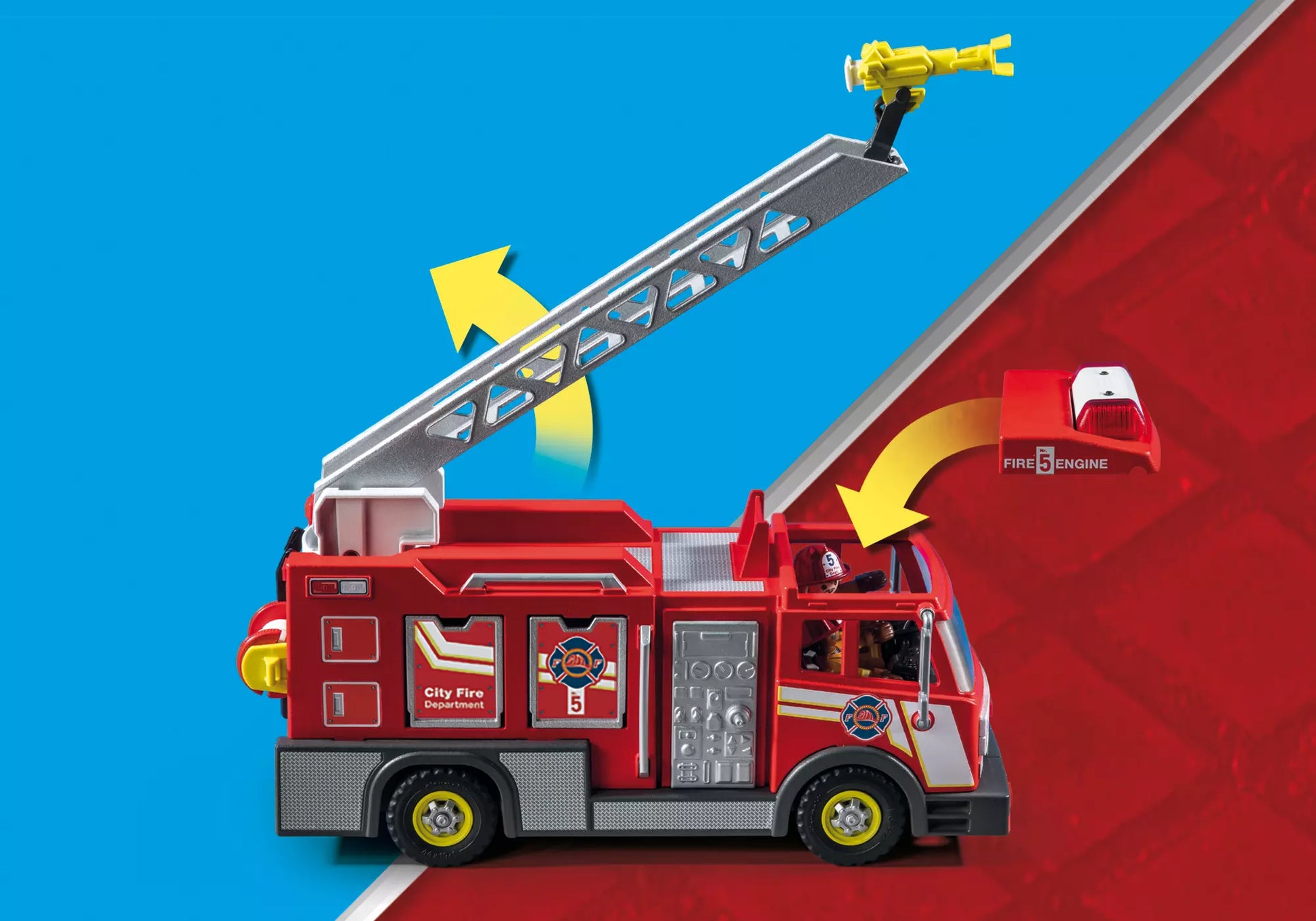 Playmobil 71233 City Action Amerikanischer Feuerwehr Leiterwagen - plegobil