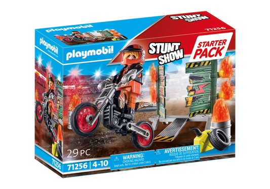 Playmobil 71256 Stunt Show Starter Pack Stuntshow Motorrad mit Feuerwand - plegobil