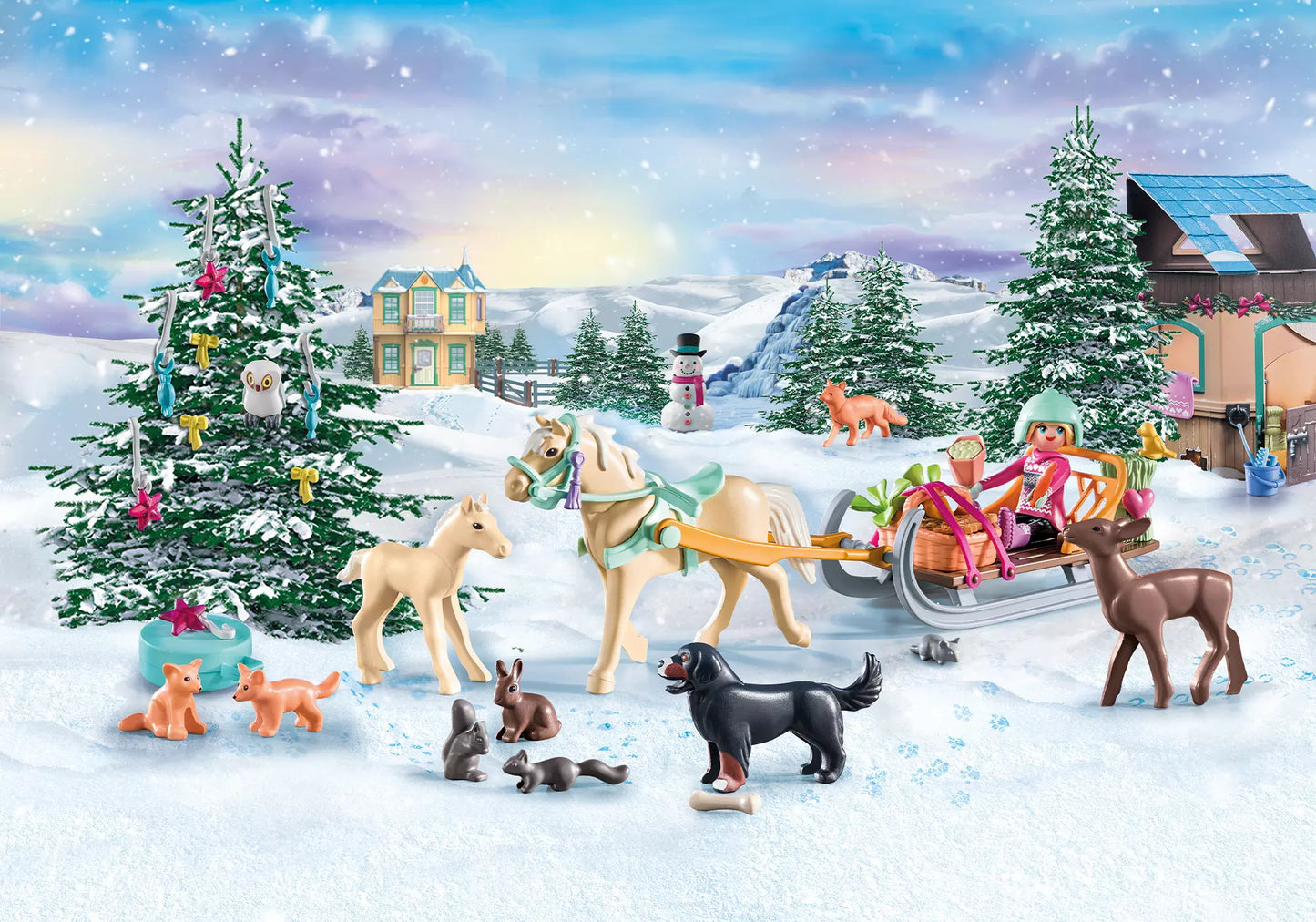 Playmobil 71345 Horses of Waterfall Adventskalender Pferde: Weihnachtliche Schlittenfahrt - plegobil