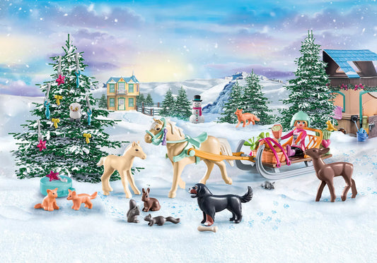 Playmobil 71345 Horses of Waterfall Adventskalender Pferde: Weihnachtliche Schlittenfahrt - plegobil