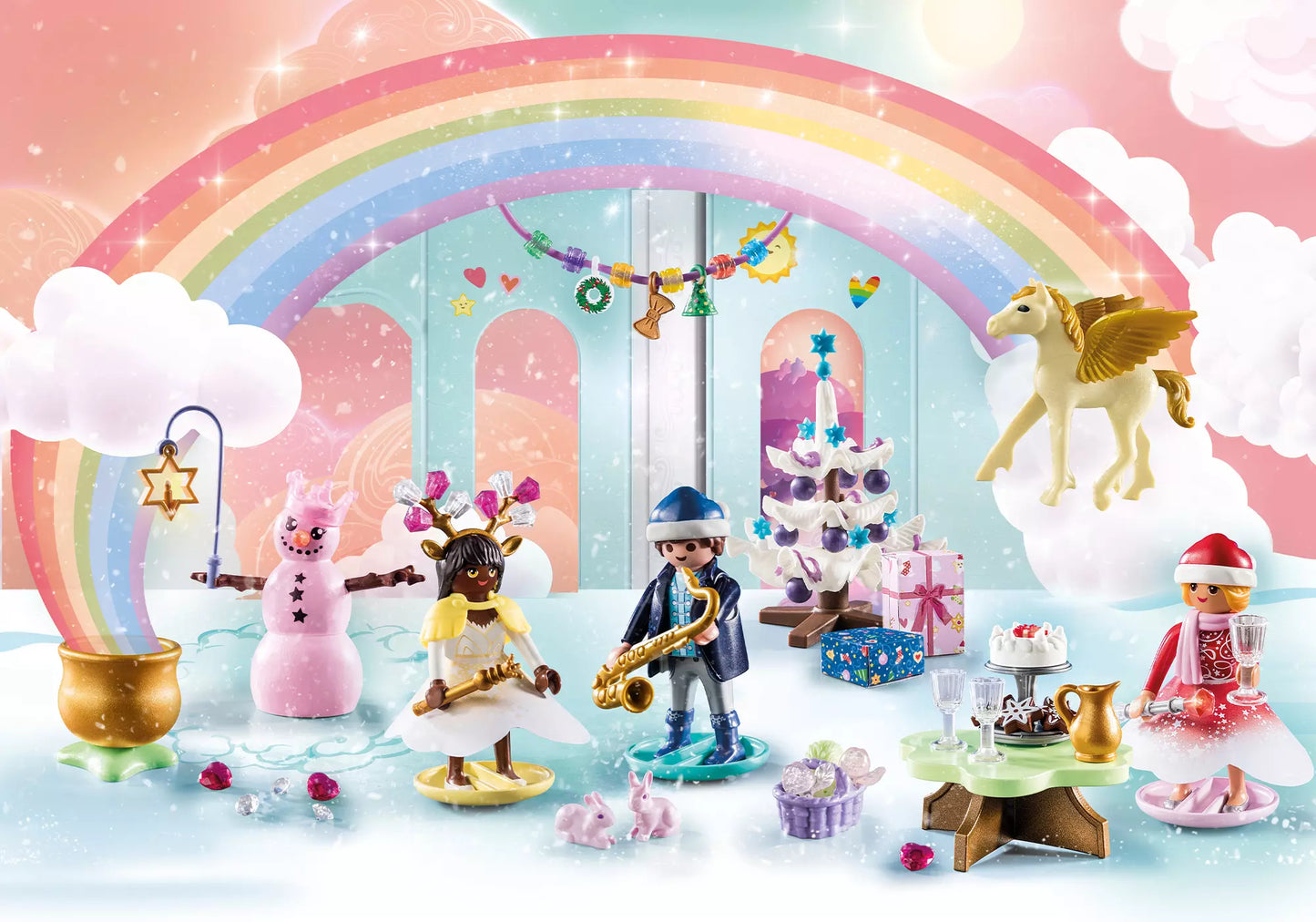 Playmobil 71348 Princess Magic Adventskalender Weihnachtsfest unter dem Regenbogen - plegobil
