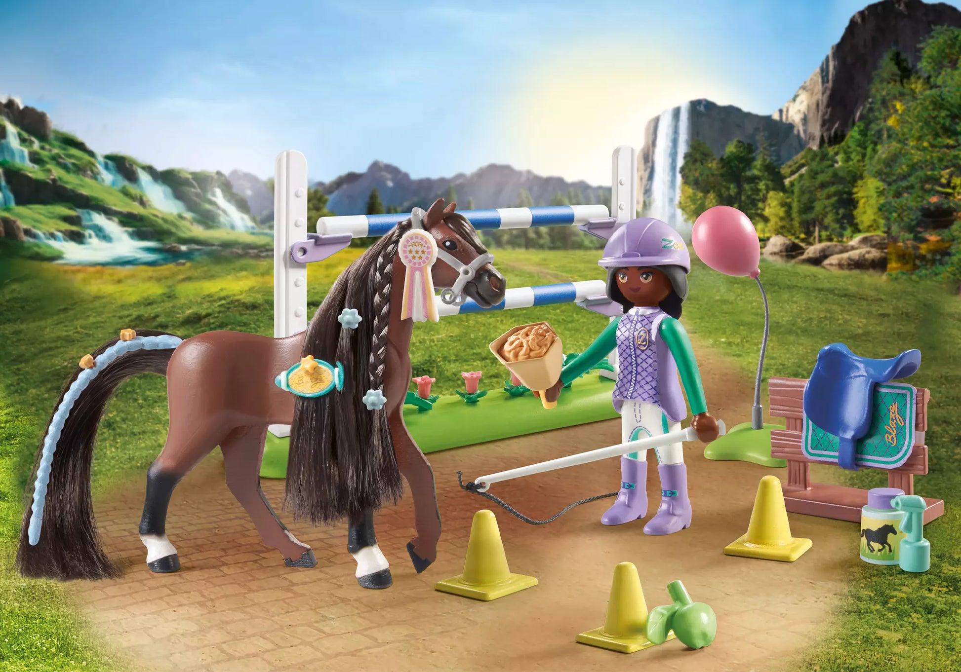 Playmobil 71355 Horses of Waterfall Zoe & Blaze mit Turnierparcours - plegobil