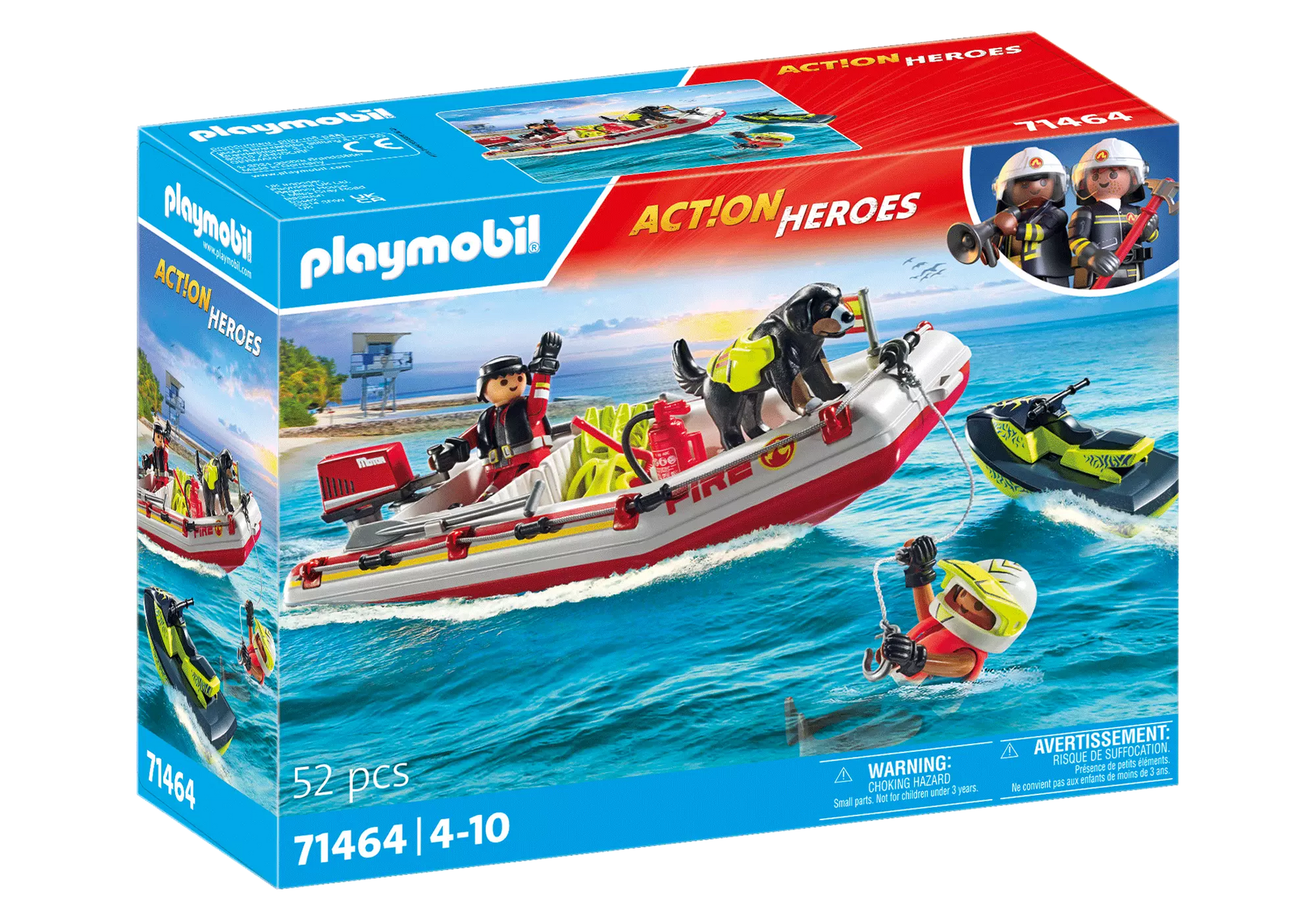 Playmobil 71464 Action Heroes Feuerwehrboot mit Aqua Scooter - plegobil