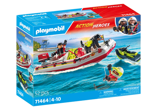 Playmobil 71464 Action Heroes Feuerwehrboot mit Aqua Scooter - plegobil