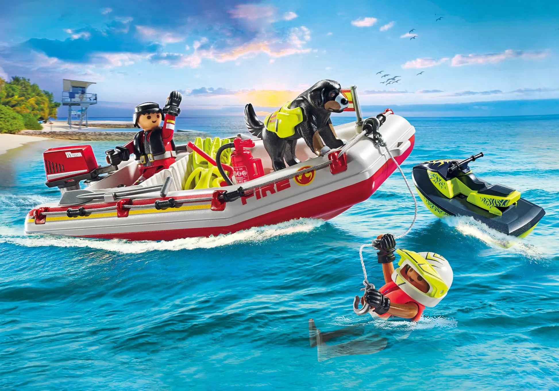 Playmobil 71464 Action Heroes Feuerwehrboot mit Aqua Scooter - plegobil