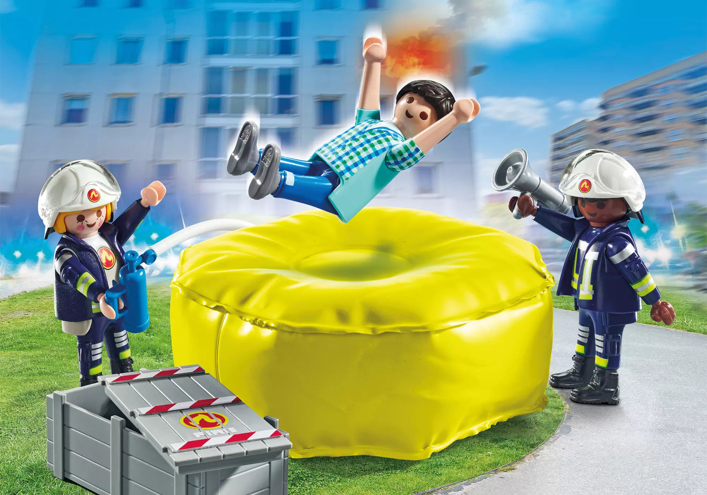 Playmobil 71465 Action Heroes Feuerwehrleute mit Luftkissen - plegobil