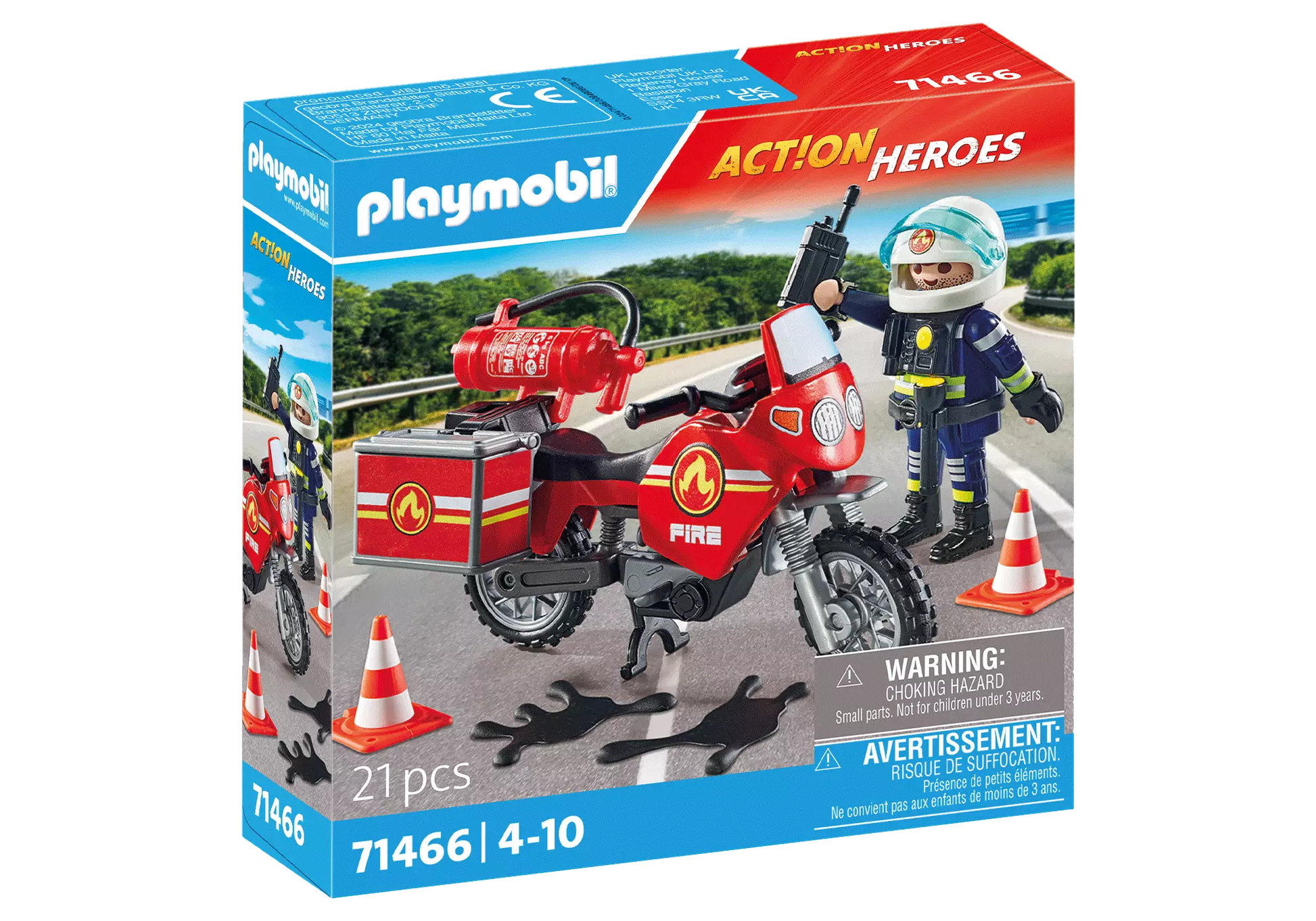 Playmobil 71466 Action Heroes Feuerwehrmotorrad am Unfallort - plegobil