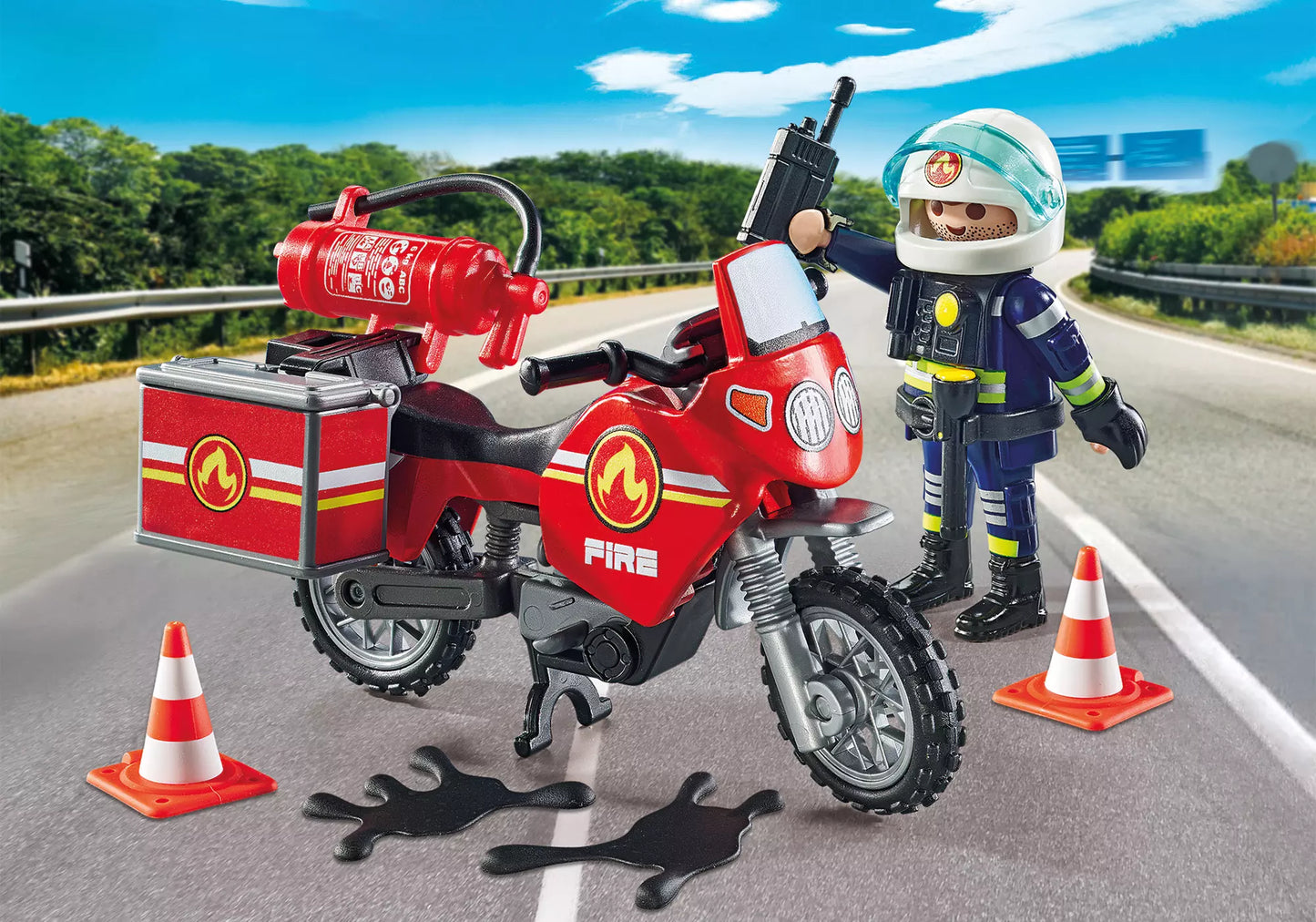 Playmobil 71466 Action Heroes Feuerwehrmotorrad am Unfallort - plegobil