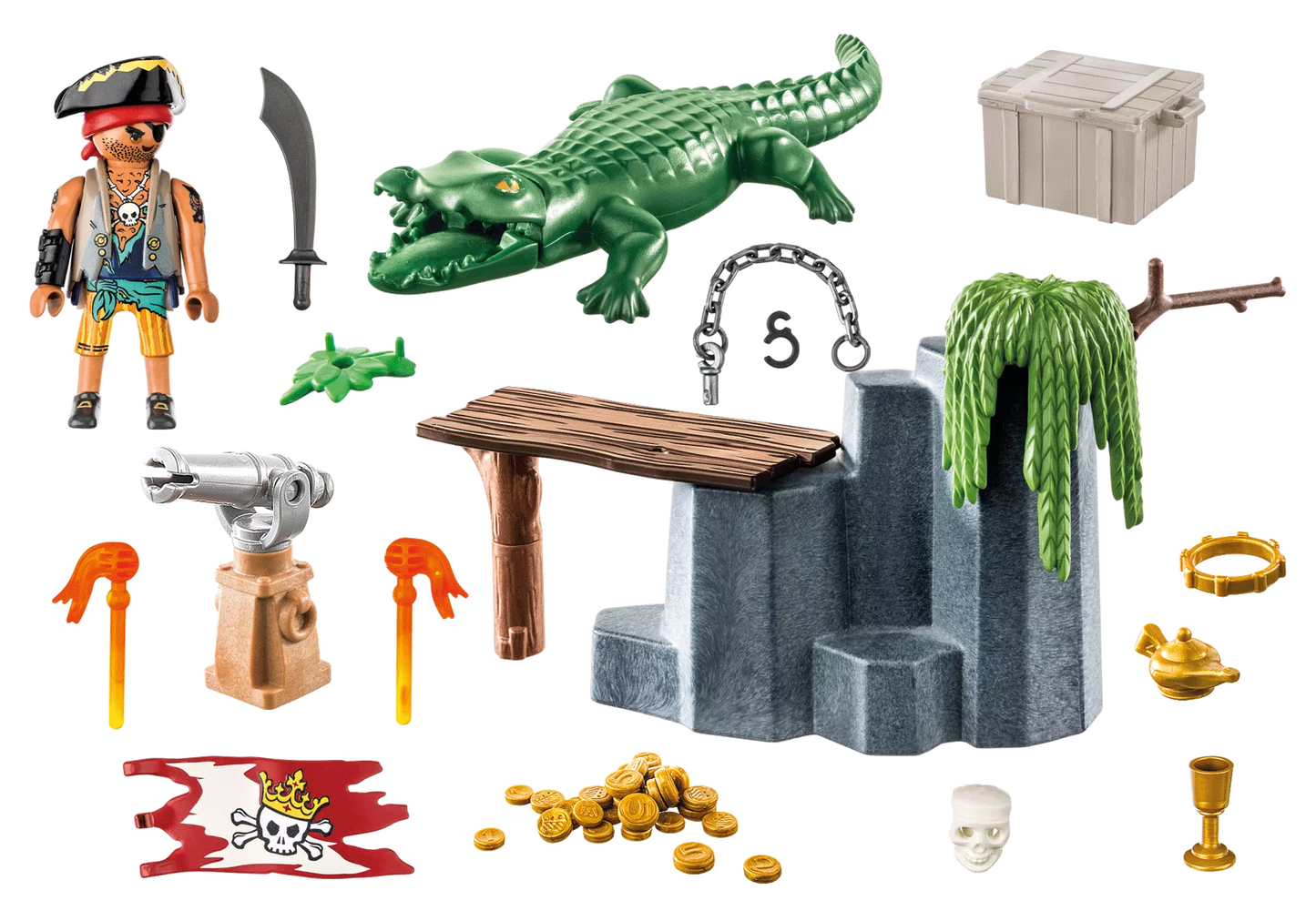 Playmobil 71473 Pirates Starter Pack Pirat mit Alligator - plegobil