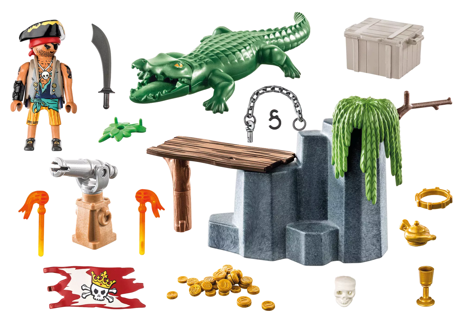 Playmobil 71473 Pirates Starter Pack Pirat mit Alligator - plegobil